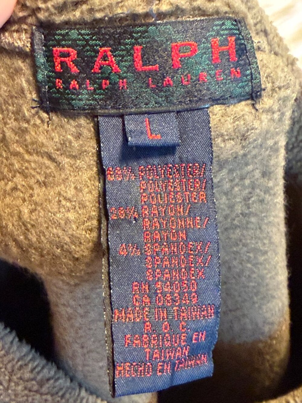 Vintage Ralph Lauren Long Sleeve V-Neck Side Zip Fleece Sweatshirt - Picture 6 of 6